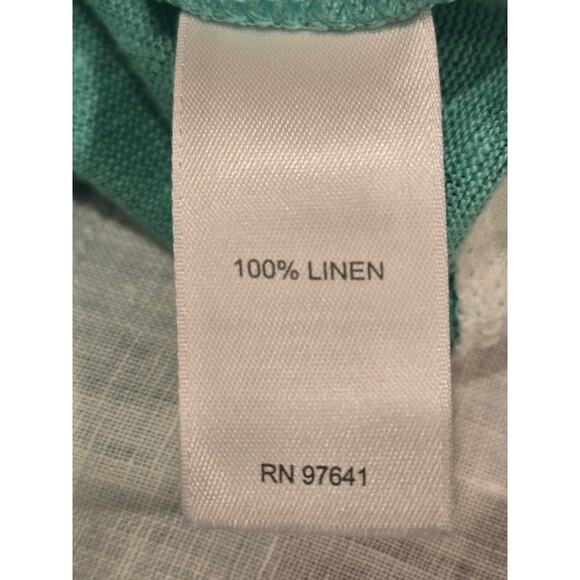 J Jill Love Linen 100% Linen Blue Green Tunic Crewneck Layered 3/4 Sleeves Small - Picture 9 of 9